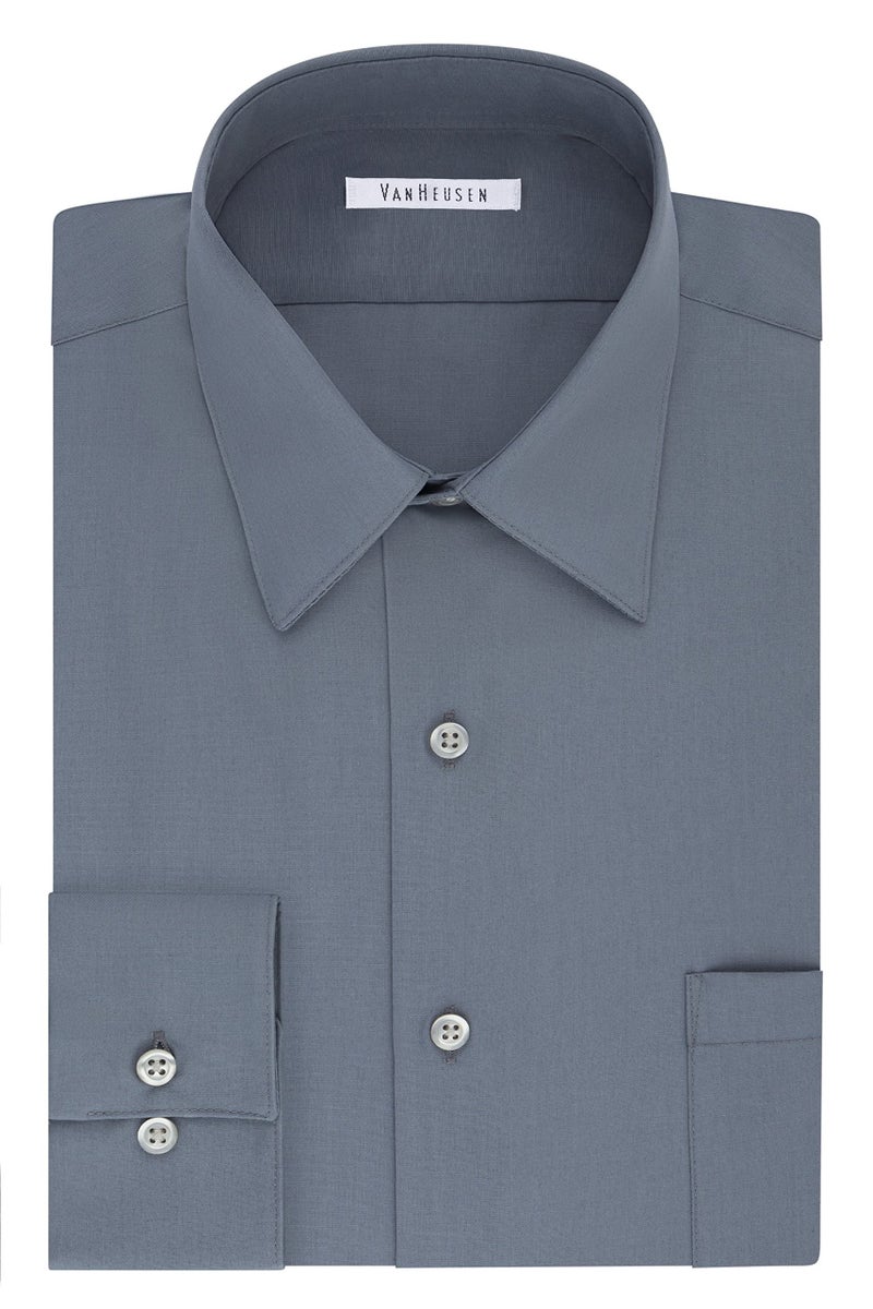 Van Heusen Men's Big Fit Dress Shirt Poplin Solid (Big and Tall), Grey, 22" Neck 34"-35" Sleeve - Image 3